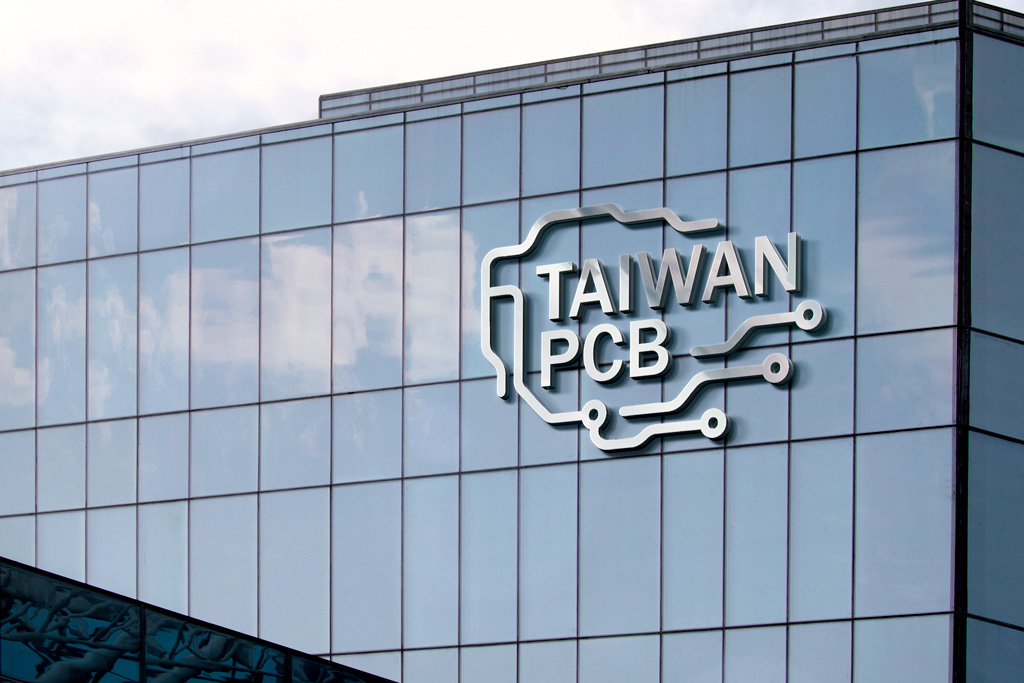 Taiwan PCB identity on a modern electronics building